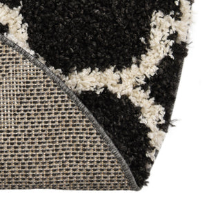 Black and White 3' 3 x 3' 3 Hygge Shag Round Area Rug Thick Soft Touch Fluffy & Plush Shaggy Pile 100% Polypropylene With Jute Backing Modern Carpet for Sale at Rug Engine