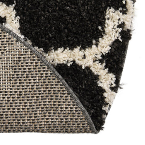 Black and White 5' 3 x 5' 3 Hygge Shag Round Area Rug Thick Soft Touch Fluffy & Plush Shaggy Pile 100% Polypropylene With Jute Backing Modern Carpet for Sale at Rug Engine