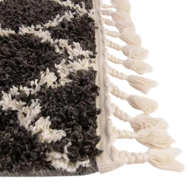 Black and White 2' 2 x 6' Hygge Shag Runner Area Rug Thick Soft Touch Fluffy & Plush Shaggy Pile 100% Polypropylene With Jute Backing Modern Carpet for Sale at Rug Engine