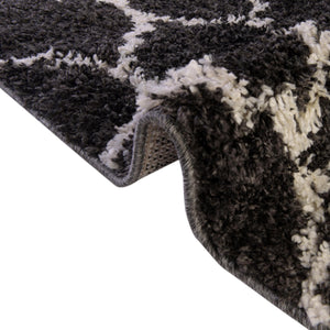Black and White 2' 2 x 6' Hygge Shag Runner Area Rug Thick Soft Touch Fluffy & Plush Shaggy Pile 100% Polypropylene With Jute Backing Modern Carpet for Sale at Rug Engine