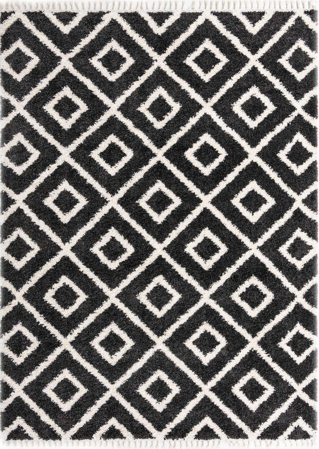 Black and White 9' x 12' Hygge Shag Rectangle Area Rug Thick Soft Touch Fluffy & Plush Shaggy Pile 100% Polypropylene With Jute Backing Modern Carpet for Sale at Rug Engine