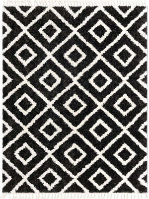 Black and White 7' 10 x 10' Hygge Shag Rectangle Area Rug Thick Soft Touch Fluffy & Plush Shaggy Pile 100% Polypropylene With Jute Backing Modern Carpet for Sale at Rug Engine