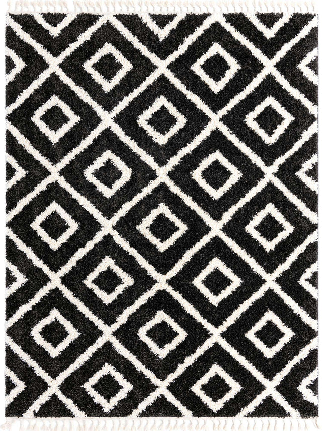 Black and White 7' 10 x 10' Hygge Shag Rectangle Area Rug Thick Soft Touch Fluffy & Plush Shaggy Pile 100% Polypropylene With Jute Backing Modern Carpet for Sale at Rug Engine