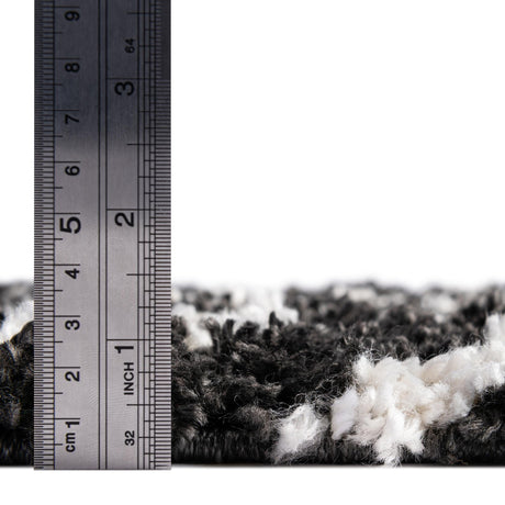 Black and White 7' 10 x 10' Hygge Shag Rectangle Area Rug Thick Soft Touch Fluffy & Plush Shaggy Pile 100% Polypropylene With Jute Backing Modern Carpet for Sale at Rug Engine