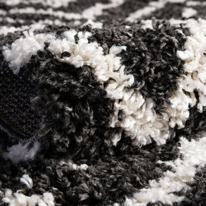 Black and White 4' x 6' Hygge Shag Rectangle Area Rug Thick Soft Touch Fluffy & Plush Shaggy Pile 100% Polypropylene With Jute Backing Modern Carpet for Sale at Rug Engine