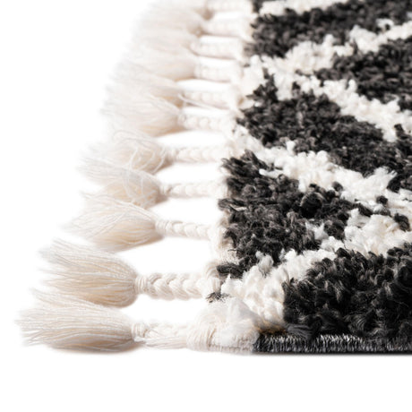 Black and White 7' 10 x 10' Hygge Shag Rectangle Area Rug Thick Soft Touch Fluffy & Plush Shaggy Pile 100% Polypropylene With Jute Backing Modern Carpet for Sale at Rug Engine