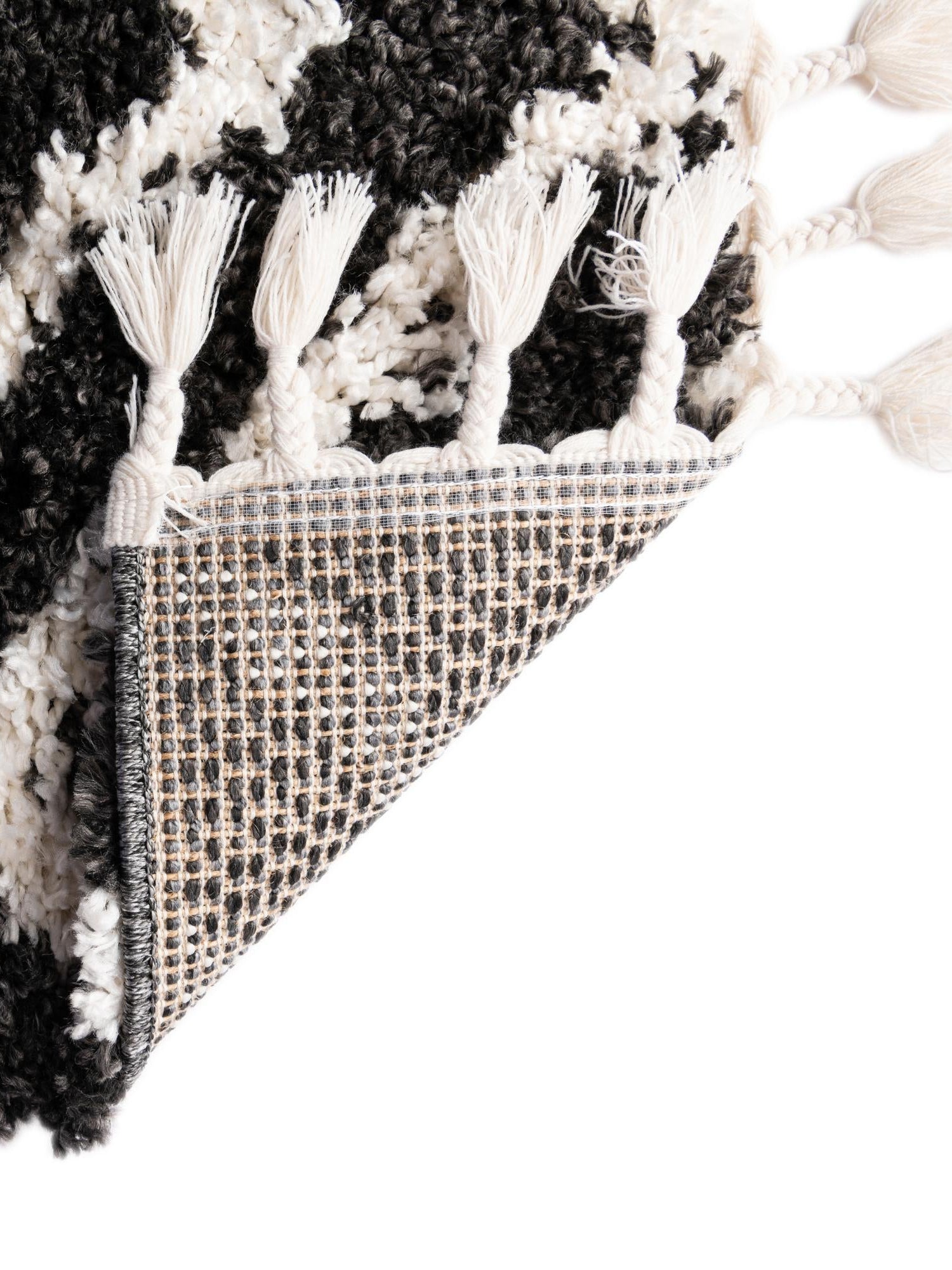 Black and White 7' 10 x 10' Hygge Shag Rectangle Area Rug Thick Soft Touch Fluffy & Plush Shaggy Pile 100% Polypropylene With Jute Backing Modern Carpet for Sale at Rug Engine