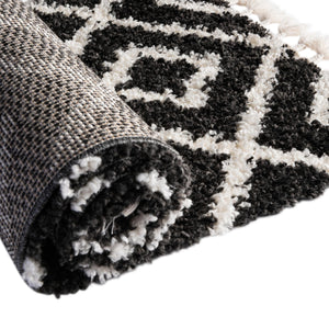 Black and White 4' x 6' Hygge Shag Rectangle Area Rug Thick Soft Touch Fluffy & Plush Shaggy Pile 100% Polypropylene With Jute Backing Modern Carpet for Sale at Rug Engine