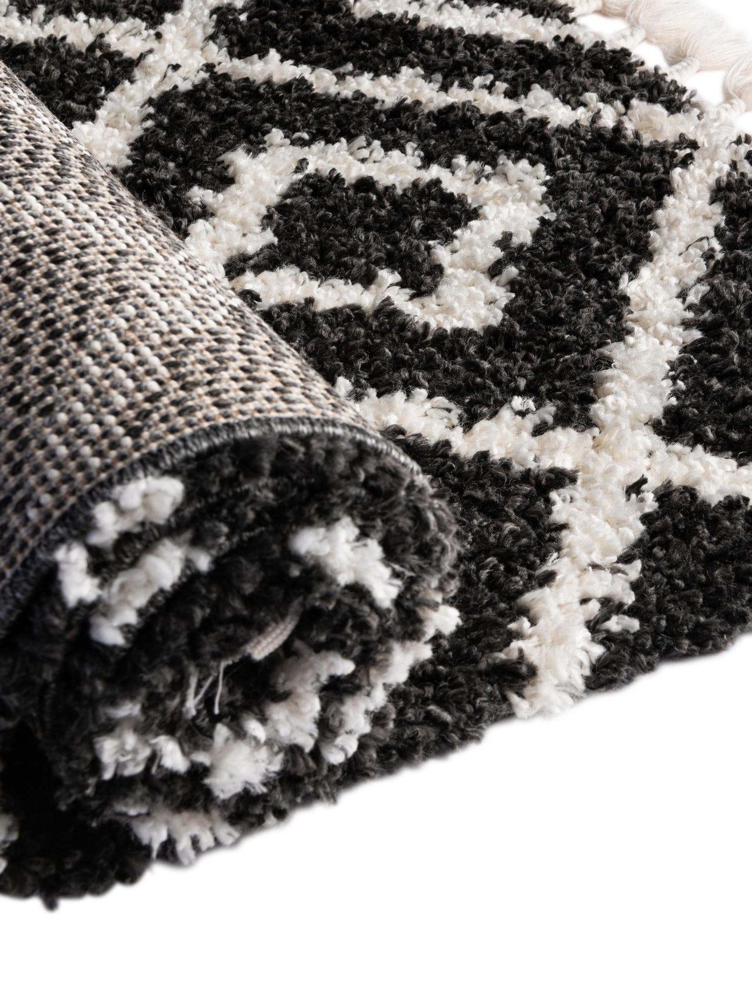 Black and White 2' 2 x 3' Hygge Shag Rectangle Area Rug Thick Soft Touch Fluffy & Plush Shaggy Pile 100% Polypropylene With Jute Backing Modern Carpet for Sale at Rug Engine