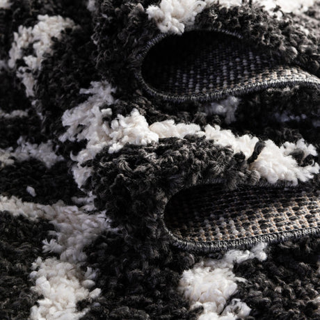 Black and White 4' x 6' Hygge Shag Rectangle Area Rug Thick Soft Touch Fluffy & Plush Shaggy Pile 100% Polypropylene With Jute Backing Modern Carpet for Sale at Rug Engine