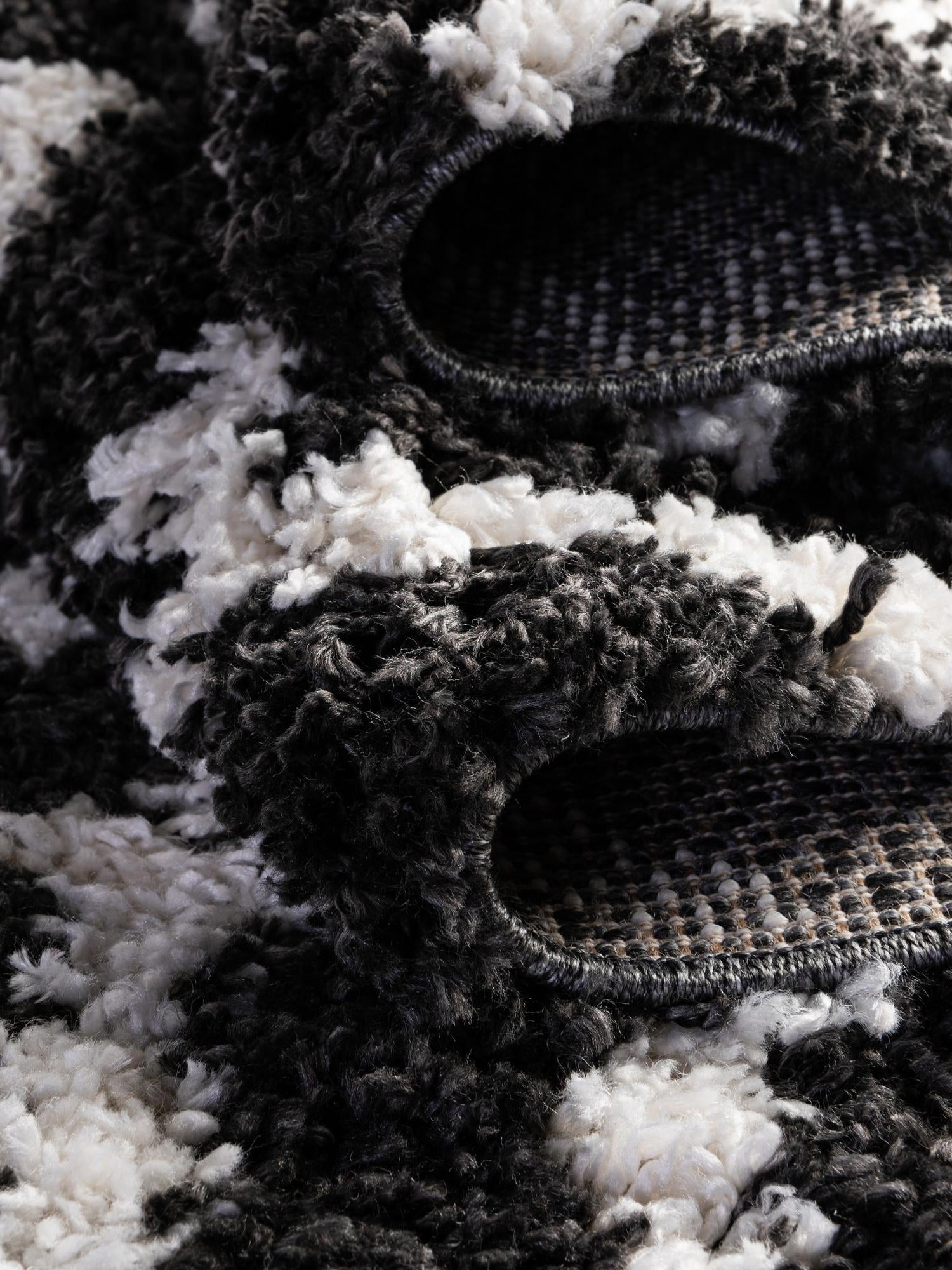 Black and White 2' 2 x 3' Hygge Shag Rectangle Area Rug Thick Soft Touch Fluffy & Plush Shaggy Pile 100% Polypropylene With Jute Backing Modern Carpet for Sale at Rug Engine