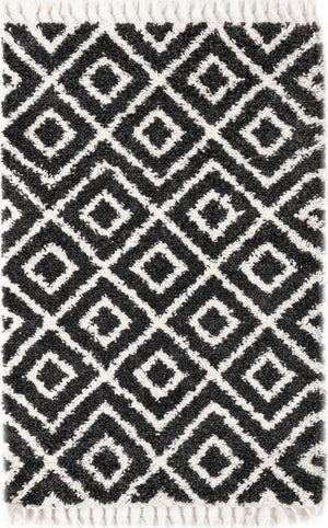 Black and White 4' x 6' Hygge Shag Rectangle Area Rug Thick Soft Touch Fluffy & Plush Shaggy Pile 100% Polypropylene With Jute Backing Modern Carpet for Sale at Rug Engine