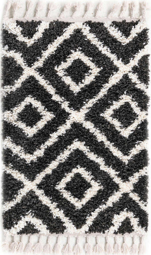 Black and White 2' 2 x 3' Hygge Shag Rectangle Area Rug Thick Soft Touch Fluffy & Plush Shaggy Pile 100% Polypropylene With Jute Backing Modern Carpet for Sale at Rug Engine