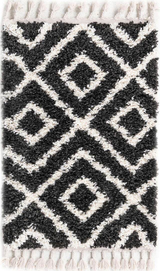 Black and White 2' 2 x 3' Hygge Shag Rectangle Area Rug Thick Soft Touch Fluffy & Plush Shaggy Pile 100% Polypropylene With Jute Backing Modern Carpet for Sale at Rug Engine