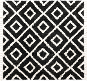 Black and White 7' 10 x 7' 10 Hygge Shag Square Area Rug Thick Soft Touch Fluffy & Plush Shaggy Pile 100% Polypropylene With Jute Backing Modern Carpet for Sale at Rug Engine