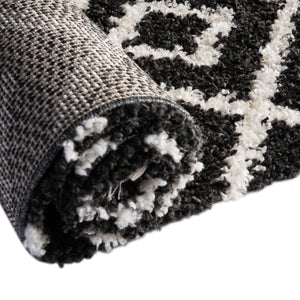 Black and White 5' 3 x 5' 3 Hygge Shag Round Area Rug Thick Soft Touch Fluffy & Plush Shaggy Pile 100% Polypropylene With Jute Backing Modern Carpet for Sale at Rug Engine