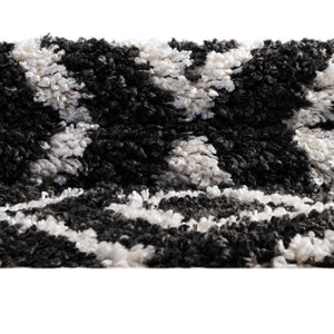 Black and White 5' 3 x 5' 3 Hygge Shag Round Area Rug Thick Soft Touch Fluffy & Plush Shaggy Pile 100% Polypropylene With Jute Backing Modern Carpet for Sale at Rug Engine