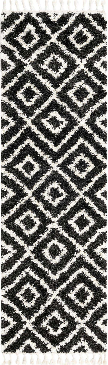 Black and White 2' 7 x 8' 2 Hygge Shag Runner Area Rug Thick Soft Touch Fluffy & Plush Shaggy Pile 100% Polypropylene With Jute Backing Modern Carpet for Sale at Rug Engine