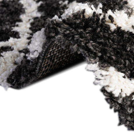 Black and White 2' 7 x 8' 2 Hygge Shag Runner Area Rug Thick Soft Touch Fluffy & Plush Shaggy Pile 100% Polypropylene With Jute Backing Modern Carpet for Sale at Rug Engine