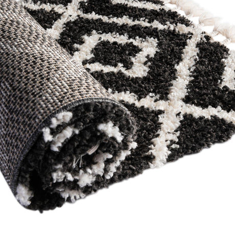 Black and White 2' 7 x 8' 2 Hygge Shag Runner Area Rug Thick Soft Touch Fluffy & Plush Shaggy Pile 100% Polypropylene With Jute Backing Modern Carpet for Sale at Rug Engine