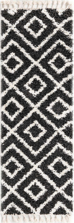 Black and White 2' 2 x 6' Hygge Shag Runner Area Rug Thick Soft Touch Fluffy & Plush Shaggy Pile 100% Polypropylene With Jute Backing Modern Carpet for Sale at Rug Engine