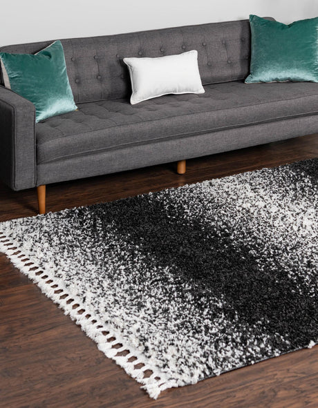 Black and White 9' x 12' Hygge Shag Rectangle Rug