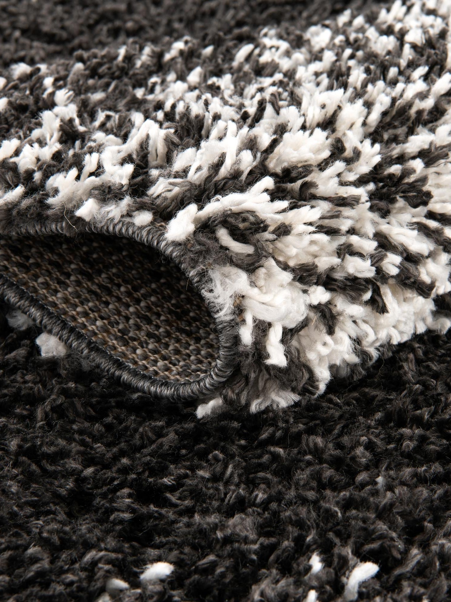 Black and White 7' 10 x 10' Hygge Shag Rectangle Area Rug Thick Soft Touch Fluffy & Plush Shaggy Pile 100% Polypropylene With Jute Backing Modern Carpet for Sale at Rug Engine