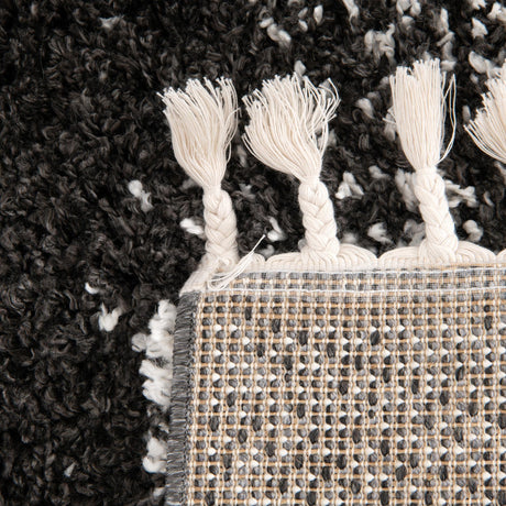 Black and White 5' 3 x 8' Hygge Shag Rectangle Area Rug Thick Soft Touch Fluffy & Plush Shaggy Pile 100% Polypropylene With Jute Backing Modern Carpet for Sale at Rug Engine