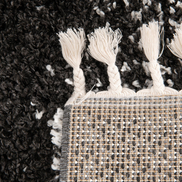 Black and White 5' 3 x 8' Hygge Shag Rectangle Area Rug Thick Soft Touch Fluffy & Plush Shaggy Pile 100% Polypropylene With Jute Backing Modern Carpet for Sale at Rug Engine