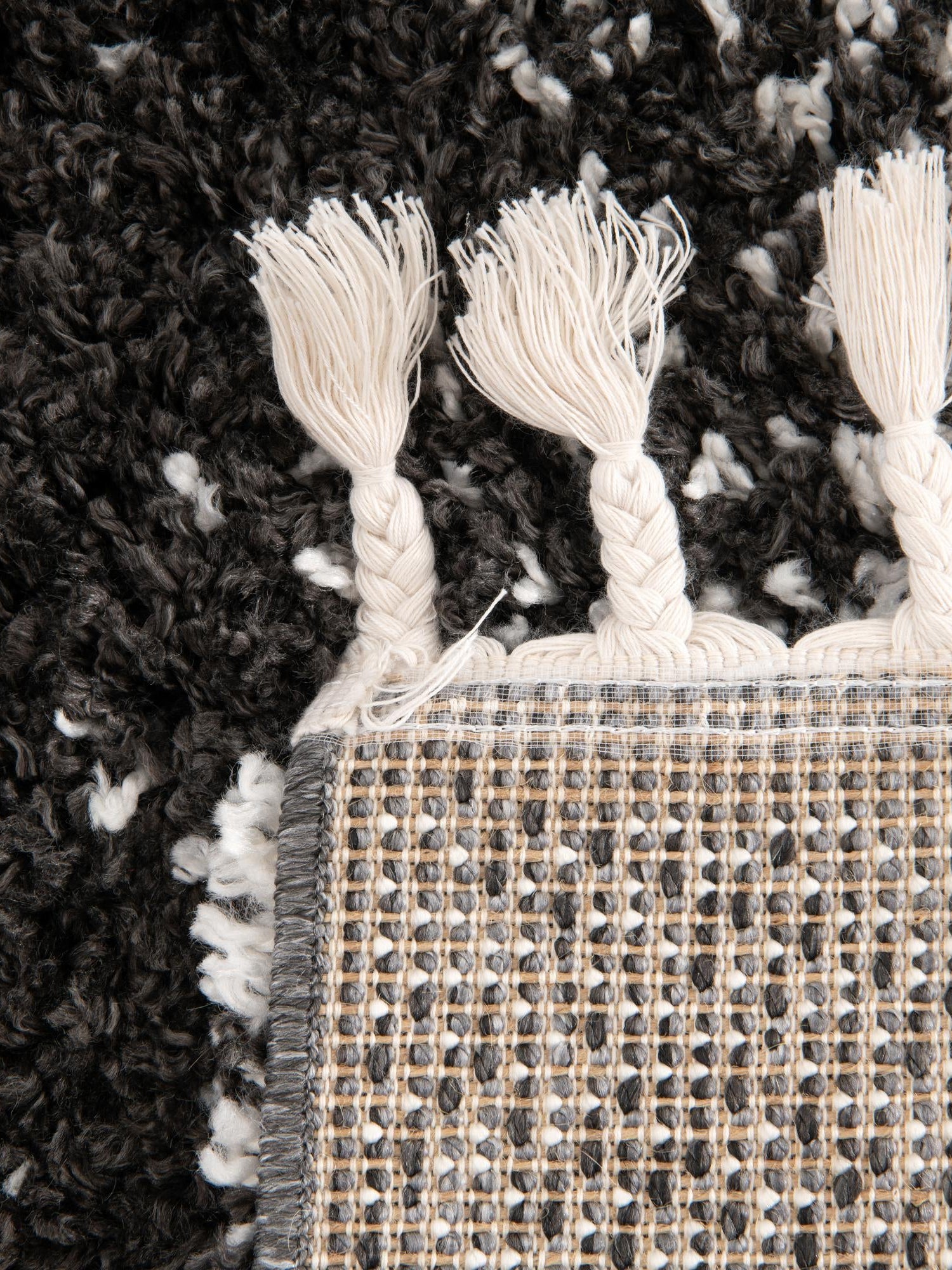 Black and White 7' 10 x 10' Hygge Shag Rectangle Area Rug Thick Soft Touch Fluffy & Plush Shaggy Pile 100% Polypropylene With Jute Backing Modern Carpet for Sale at Rug Engine