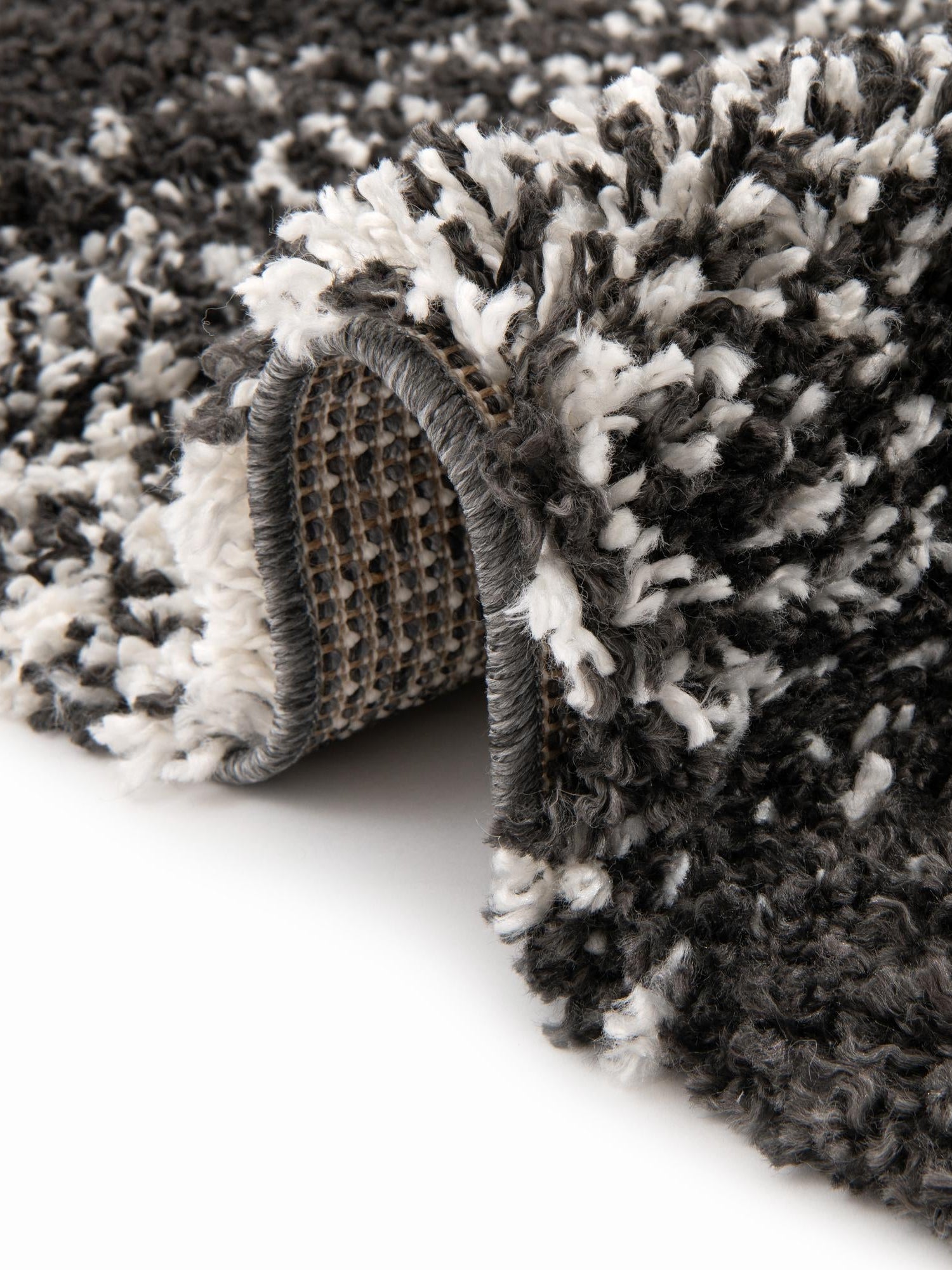 Black and White 5' 3 x 8' Hygge Shag Rectangle Area Rug Thick Soft Touch Fluffy & Plush Shaggy Pile 100% Polypropylene With Jute Backing Modern Carpet for Sale at Rug Engine