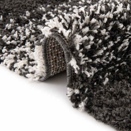 Black and White 5' 3 x 8' Hygge Shag Rectangle Area Rug Thick Soft Touch Fluffy & Plush Shaggy Pile 100% Polypropylene With Jute Backing Modern Carpet for Sale at Rug Engine