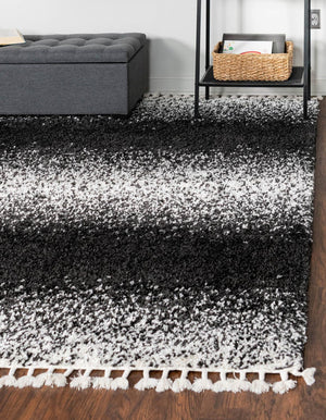 Black and White 7' 10 x 7' 10 Hygge Shag Square Area Rug Thick Soft Touch Fluffy & Plush Shaggy Pile 100% Polypropylene With Jute Backing Modern Carpet for Sale at Rug Engine