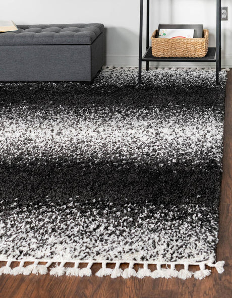 Black and White 7' 10 x 7' 10 Hygge Shag Square Area Rug Thick Soft Touch Fluffy & Plush Shaggy Pile 100% Polypropylene With Jute Backing Modern Carpet for Sale at Rug Engine