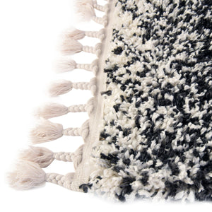 Black and White 7' 10 x 7' 10 Hygge Shag Square Area Rug Thick Soft Touch Fluffy & Plush Shaggy Pile 100% Polypropylene With Jute Backing Modern Carpet for Sale at Rug Engine