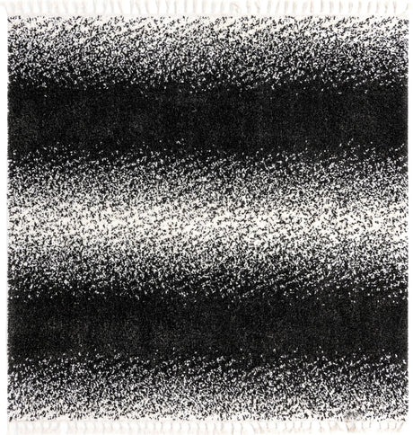 Black and White 7' 10 x 7' 10 Hygge Shag Square Area Rug Thick Soft Touch Fluffy & Plush Shaggy Pile 100% Polypropylene With Jute Backing Modern Carpet for Sale at Rug Engine