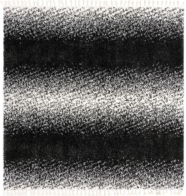 Black and White 7' 10 x 7' 10 Hygge Shag Square Area Rug Thick Soft Touch Fluffy & Plush Shaggy Pile 100% Polypropylene With Jute Backing Modern Carpet for Sale at Rug Engine
