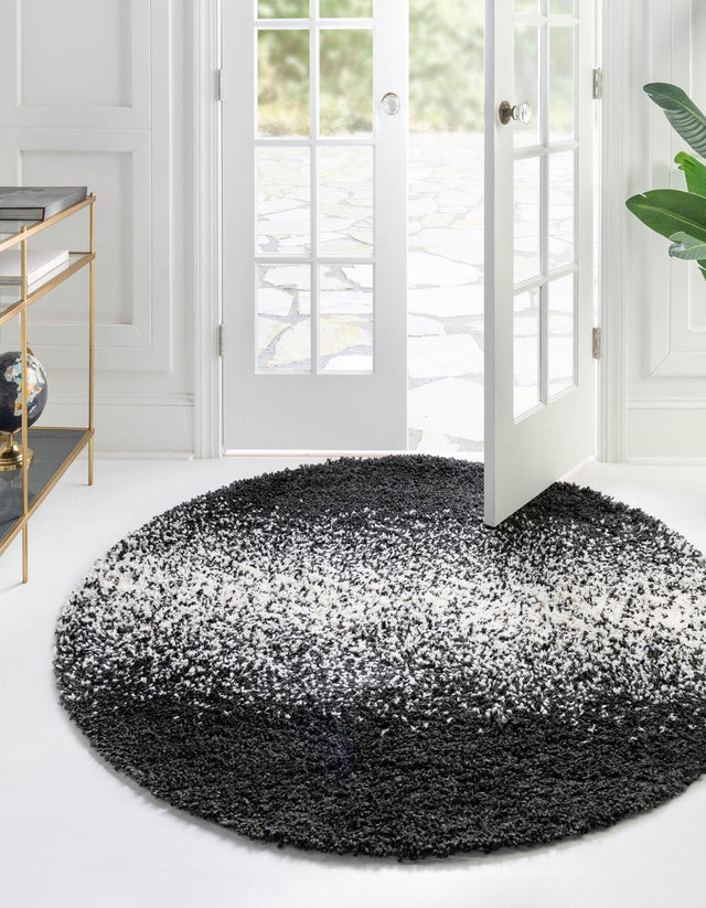 Black and White 3' 3 x 3' 3 Hygge Shag Round Area Rug Thick Soft Touch Fluffy & Plush Shaggy Pile 100% Polypropylene With Jute Backing Modern Carpet for Sale at Rug Engine