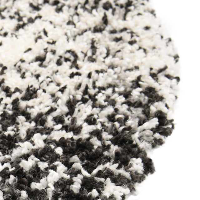 Black and White 3' 3 x 3' 3 Hygge Shag Round Area Rug Thick Soft Touch Fluffy & Plush Shaggy Pile 100% Polypropylene With Jute Backing Modern Carpet for Sale at Rug Engine