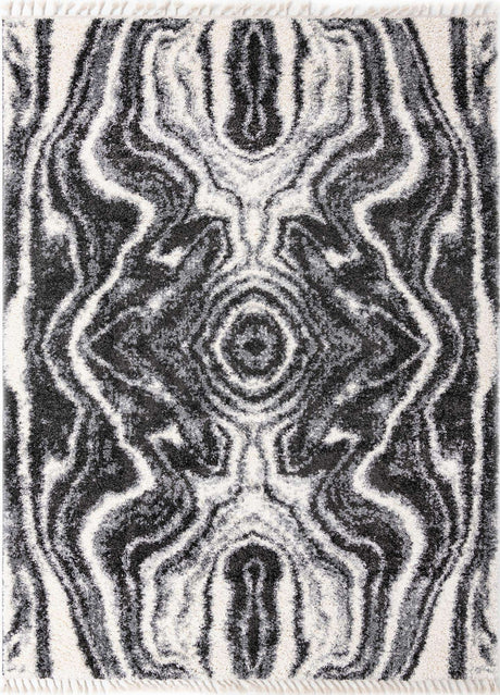 Black and White 9' x 12' Hygge Shag Rectangle Area Rug Thick Soft Touch Fluffy & Plush Shaggy Pile 100% Polypropylene With Jute Backing Modern Carpet for Sale at Rug Engine