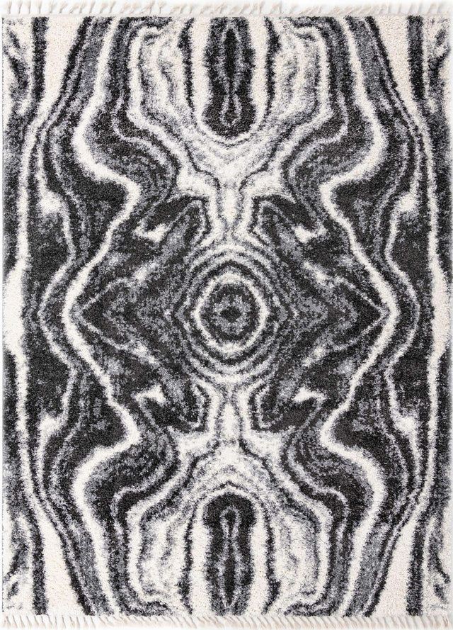 Black and White 9' x 12' Hygge Shag Rectangle Area Rug Thick Soft Touch Fluffy & Plush Shaggy Pile 100% Polypropylene With Jute Backing Modern Carpet for Sale at Rug Engine