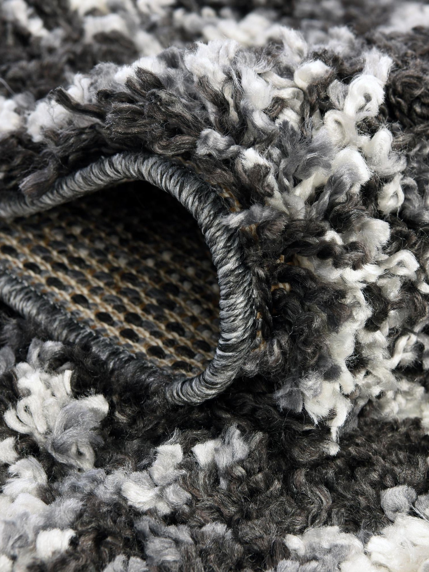 Black and White 5' 3 x 8' Hygge Shag Rectangle Area Rug Thick Soft Touch Fluffy & Plush Shaggy Pile 100% Polypropylene With Jute Backing Modern Carpet for Sale at Rug Engine