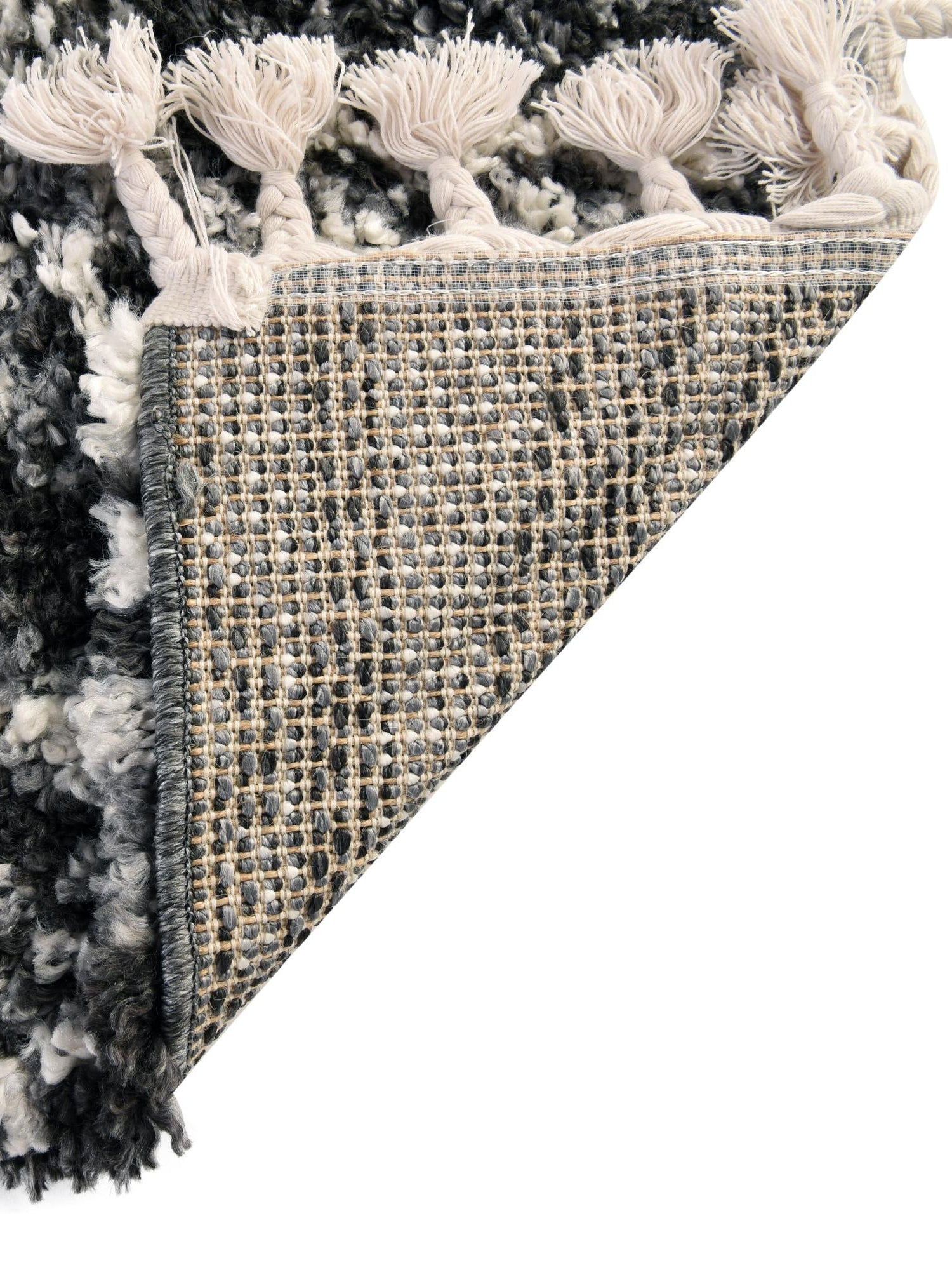 Black and White 5' 3 x 8' Hygge Shag Rectangle Area Rug Thick Soft Touch Fluffy & Plush Shaggy Pile 100% Polypropylene With Jute Backing Modern Carpet for Sale at Rug Engine