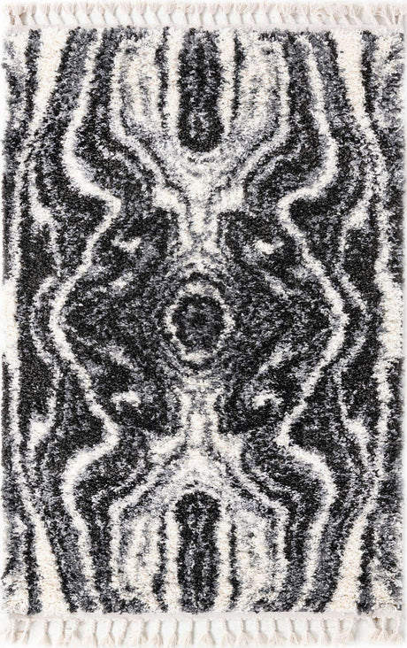 Black and White 4' x 6' Hygge Shag Rectangle Area Rug Thick Soft Touch Fluffy & Plush Shaggy Pile 100% Polypropylene With Jute Backing Modern Carpet for Sale at Rug Engine