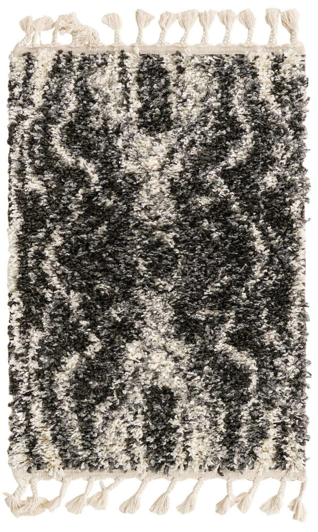 Black and White 2' 2 x 3' Hygge Shag Rectangle Area Rug Thick Soft Touch Fluffy & Plush Shaggy Pile 100% Polypropylene With Jute Backing Modern Carpet for Sale at Rug Engine
