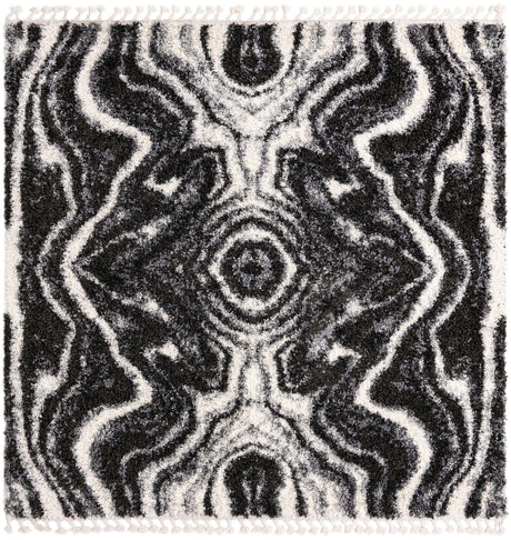 Black and White 7' 10 x 7' 10 Hygge Shag Square Area Rug Thick Soft Touch Fluffy & Plush Shaggy Pile 100% Polypropylene With Jute Backing Modern Carpet for Sale at Rug Engine