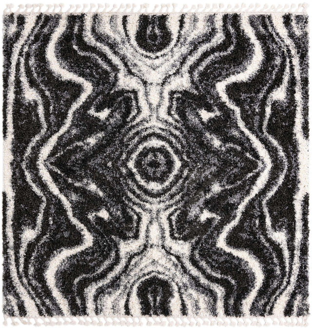 Black and White 7' 10 x 7' 10 Hygge Shag Square Area Rug Thick Soft Touch Fluffy & Plush Shaggy Pile 100% Polypropylene With Jute Backing Modern Carpet for Sale at Rug Engine