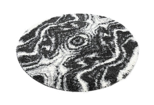 Black and White 5' 3 x 5' 3 Hygge Shag Round Area Rug Thick Soft Touch Fluffy & Plush Shaggy Pile 100% Polypropylene With Jute Backing Modern Carpet for Sale at Rug Engine