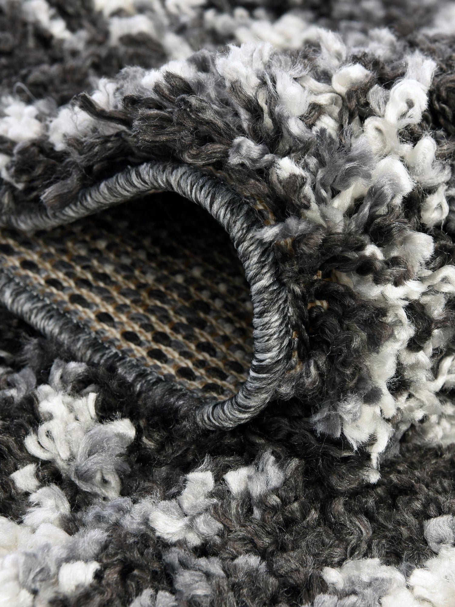 Black and White 3' 3 x 3' 3 Hygge Shag Round Area Rug Thick Soft Touch Fluffy & Plush Shaggy Pile 100% Polypropylene With Jute Backing Modern Carpet for Sale at Rug Engine