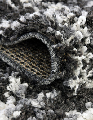 Black and White 3' 3 x 3' 3 Hygge Shag Round Area Rug Thick Soft Touch Fluffy & Plush Shaggy Pile 100% Polypropylene With Jute Backing Modern Carpet for Sale at Rug Engine